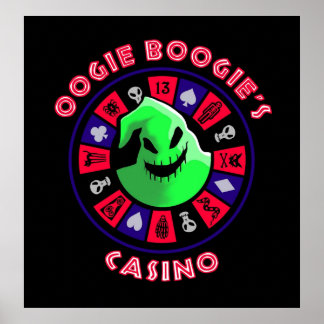 Oogie Boogies Casino  Roulette Wheel in Black Ligh Poster