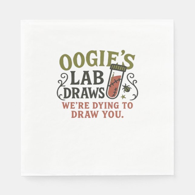 Oogie’s Lab Draws – Funny Halloween Phlebotomist & Napkin (Front)
