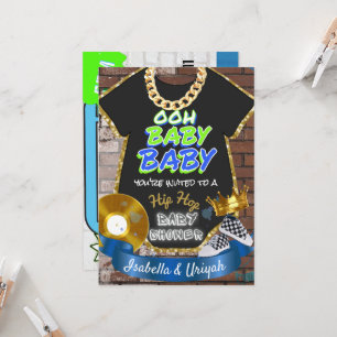 Ooh Baby Baby Hip Hop Blue & Green Retro Invitation