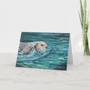 Ooh Goody Lunchtime Sea Otter Painting Card