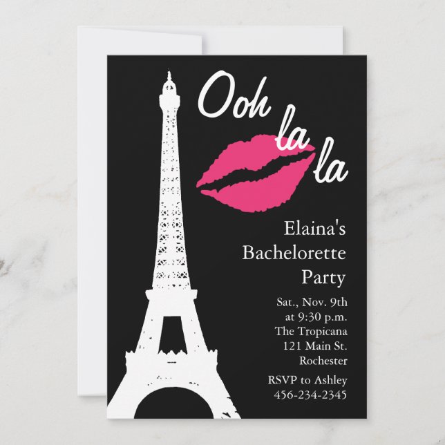 Ooh la la! Bachelorette Party Invitation (Front)