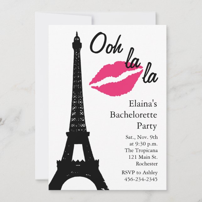 Ooh la la! Bachelorette Party (white) Invitation (Front)