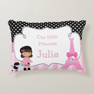 Ooh la la Paris Eiffel Tower Pink and Black Accent Pillow