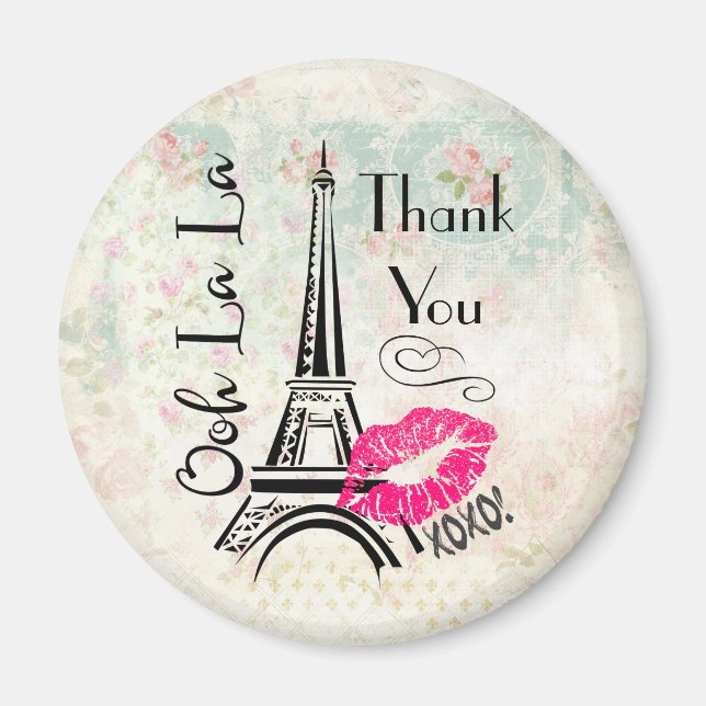 Ooh La La Paris Eiffel Tower Thank You Magnet (Front)