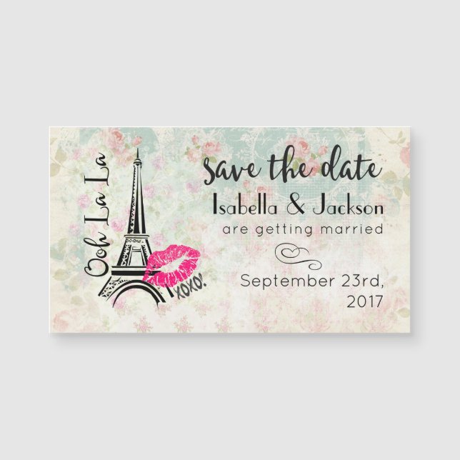 Ooh La La Paris Eiffel Tower Wedding Save The Date (Front)