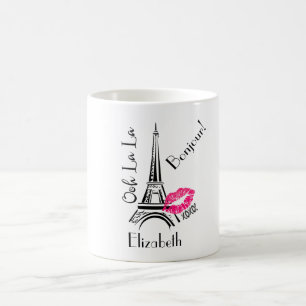 Ooh La La Paris Eiffel Tower with Pink Lips Coffee Mug