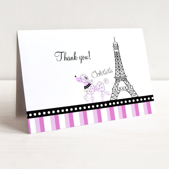 Ooh La La Paris French Poodle Eiffel Thank You Card (Creator Uploaded)