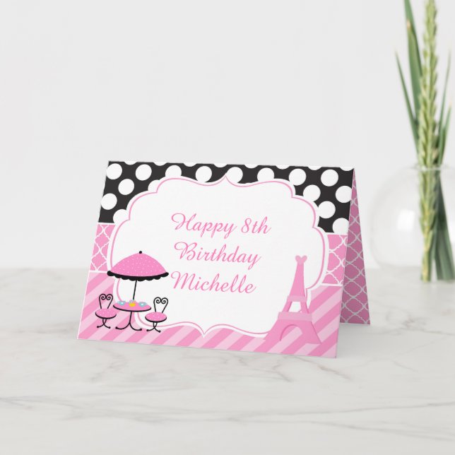 Ooh la la Paris Tea Birthday Party Card (Front)