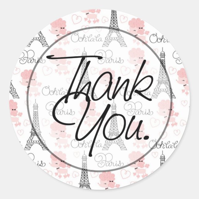 Ooh La La | Thank You Classic Round Sticker (Front)
