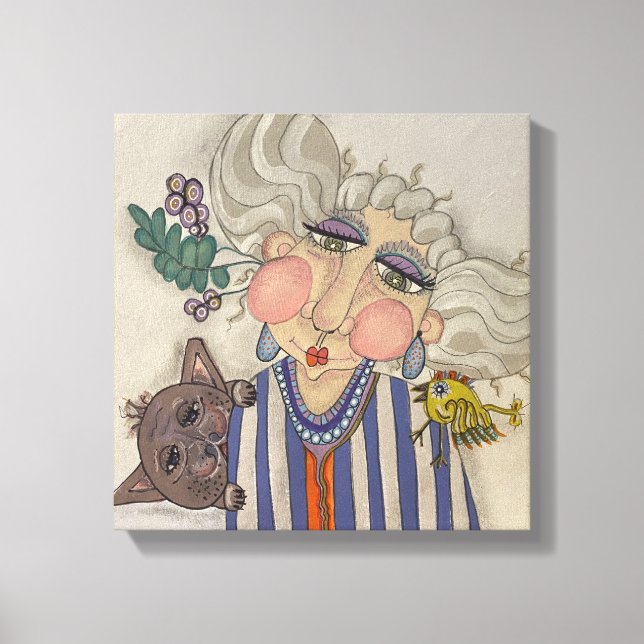"Ooh La La" Whimsical Portrait Canvas Print (Front)