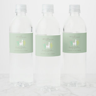 Ooh la llama baby shower simple cute green boy water bottle label