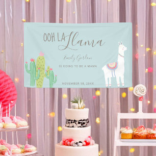 Ooh La Llama Baby Shower Succulents Blue Cute Banner