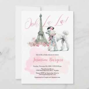 Ooh La Poodle Paris Baby shower Invitation