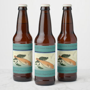 Oomon-hata & Shiro-amadai - Hiroshige's Fish Print Beer Bottle Label