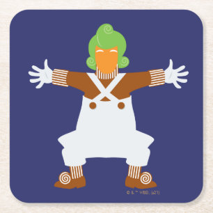 Oompa Loompa Arms Out Square Paper Coaster
