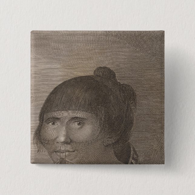 Oonalashka woman, Alaska 2 Inch Square Button (Front)