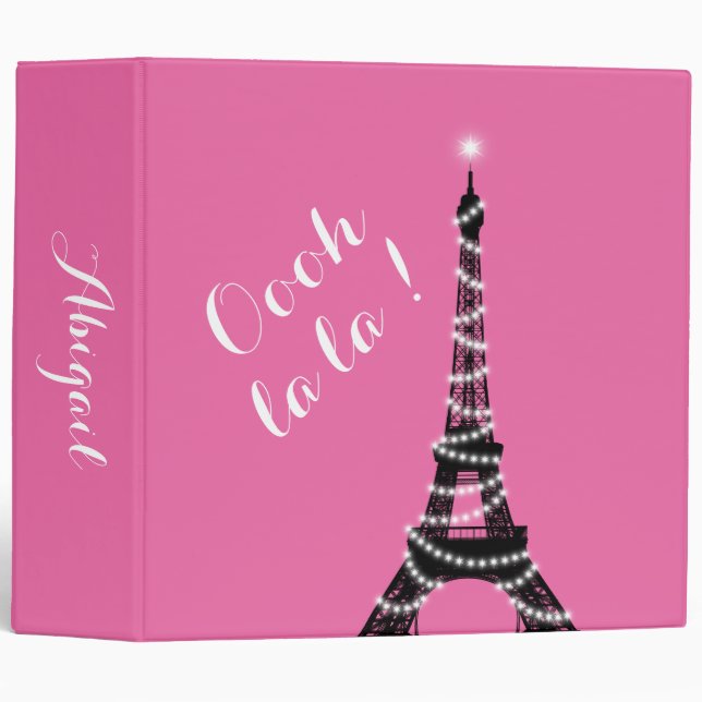 Oooh la la! Fuchsia Eiffel Tower Binder (Front/Spine)
