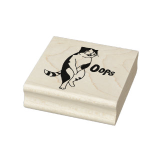 Oops cat rubber stamp