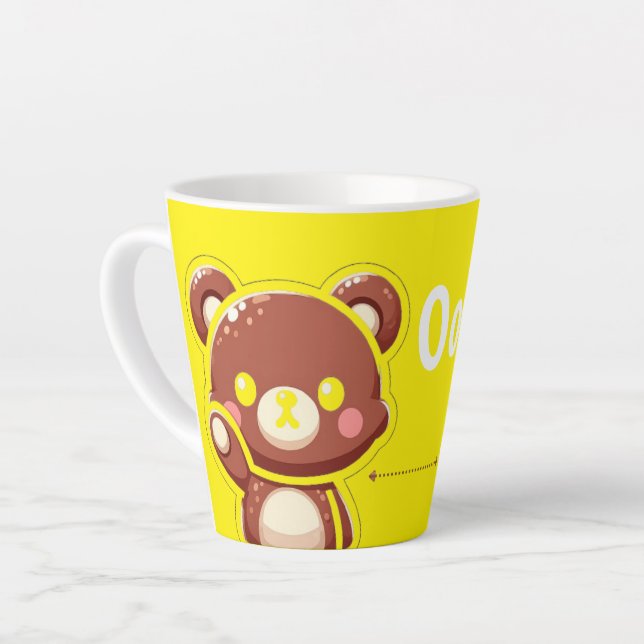 Oops! Cute Teddy Bear Mug – Fun Yellow Coffee Cup (Angle gauche)