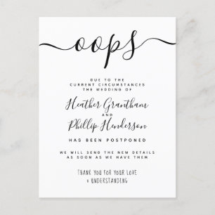 Oops Formal Wedding Postponed Announcement