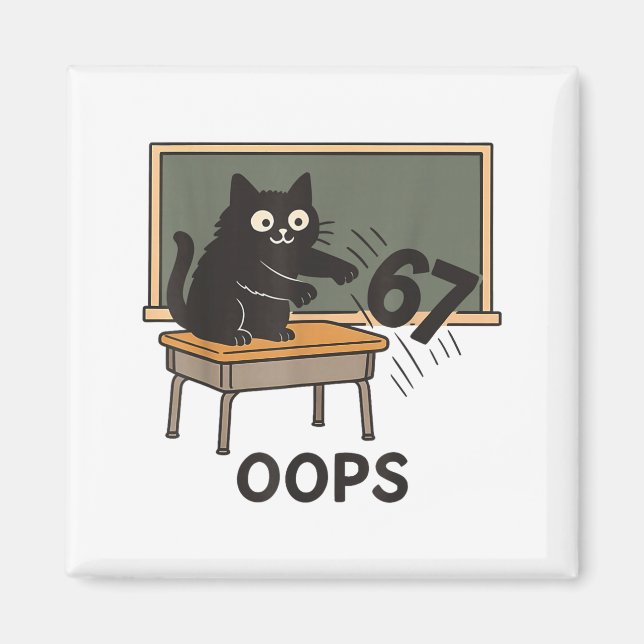 Oops Funny Anti 67 Teacher Six Seven Cute Cat Teac Magnet (Front)