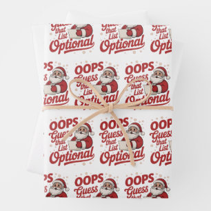 Oops Guess That List Optional Funny Santa Claus  Wrapping Paper Sheet