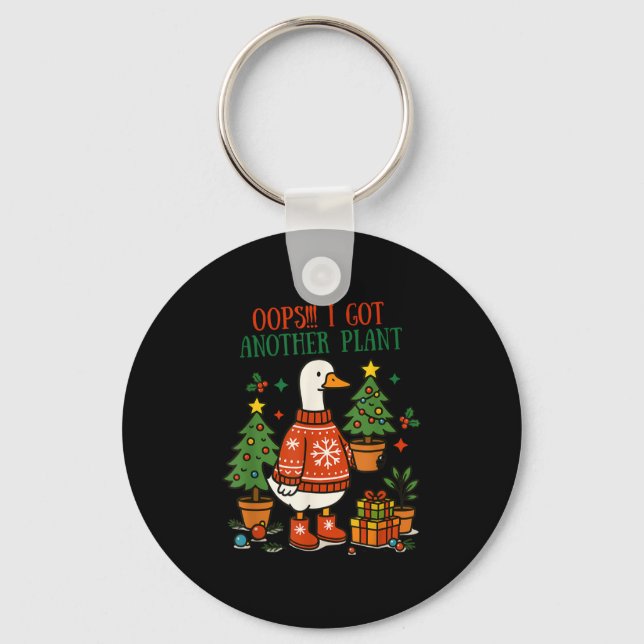 Oops I Got Another Plant Goose Christmas Cute Merr Keychain (Front)