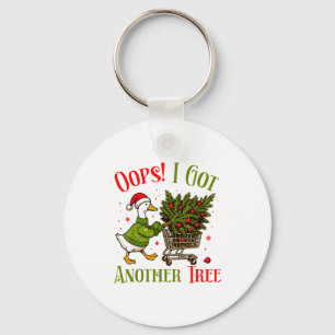 Oops I Got Another Tree Funny Christmas Goose Retr Keychain