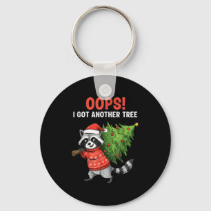 Oops I Got Another Tree Funny Raccoon Christmas Qu Keychain