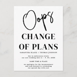 Oops Mariage reporté Date Faire-part Carte postale