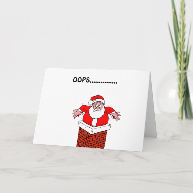 Oops Père Noël coincé dans la carte de Noël de che (Devant)