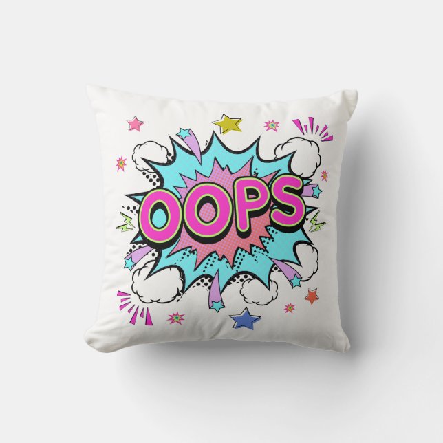 Oops Pop Art Explosion Throw Pillow (Front)