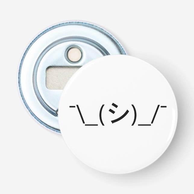 Oops Shrug Emoticon ¯\_(シ)_/¯ Japanese Kaomoji Bottle Opener (Front)