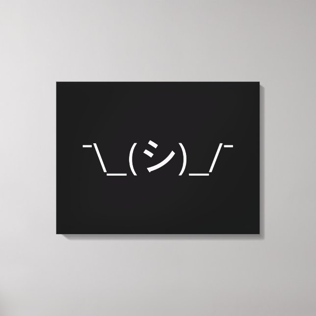 Oops Shrug Emoticon ¯\_(シ)_/¯ Japanese Kaomoji Canvas Print (Front)