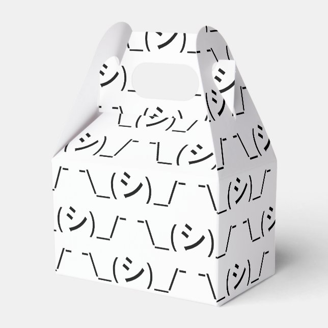 Oops Shrug Emoticon ¯\_(シ)_/¯ Japanese Kaomoji Favor Box (Front Side)