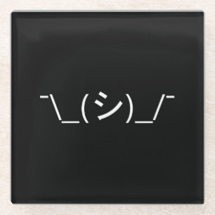 Oops Shrug Emoticon ¯\_(シ)_/¯ Japanese Kaomoji Glass Coaster