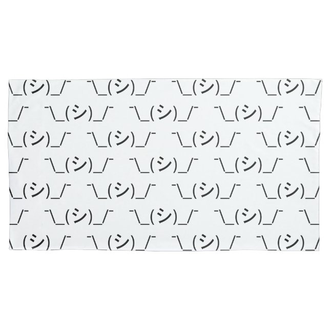 Oops Shrug Emoticon ¯\_(シ)_/¯ Japanese Kaomoji Pillowcase (Front-Left)