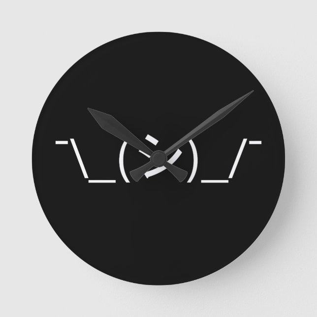 Oops Shrug Emoticon ¯\_(シ)_/¯ Japanese Kaomoji Round Clock (Front)