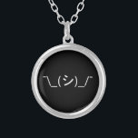 Oops Shrug Emoticon ¯\_(シ)_/¯ Japanese Kaomoji Silver Plated Necklace<br><div class="desc">Funny Geek Humour Kaomoji Turning Head Innocent Oops Shrugging Japanese Emoticons ASCII Text Art Face Mark.

Globe Trotters specialises in idiosyncratic imagery from around the globe. Here you will find unique Greeting Cards,  Postcards,  Posters,  Mousepads and more.</div>