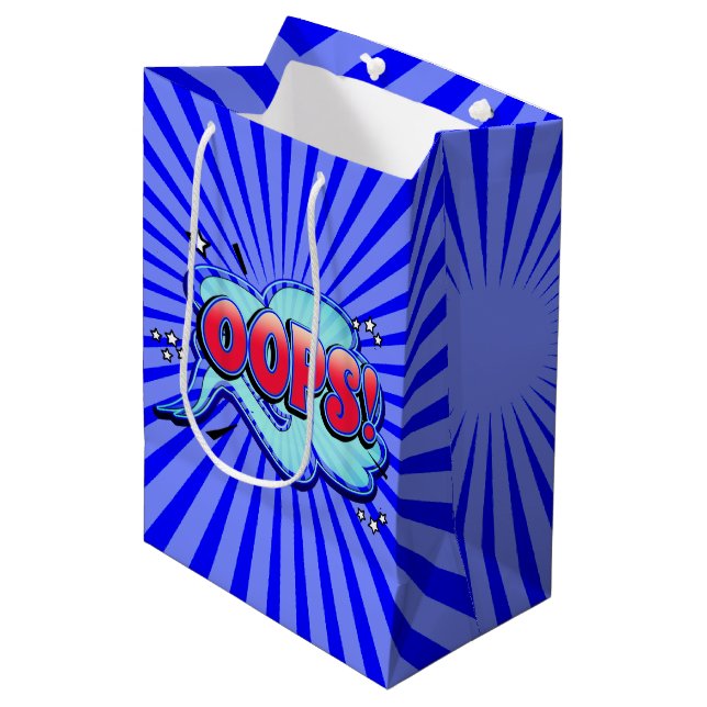 Oops! Super Hero Comic Book Action Bubble Medium Gift Bag (Front Angled)