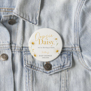 Oopsie Daisy Minimalist Watercolour Baby Shower  3 Inch Round Button