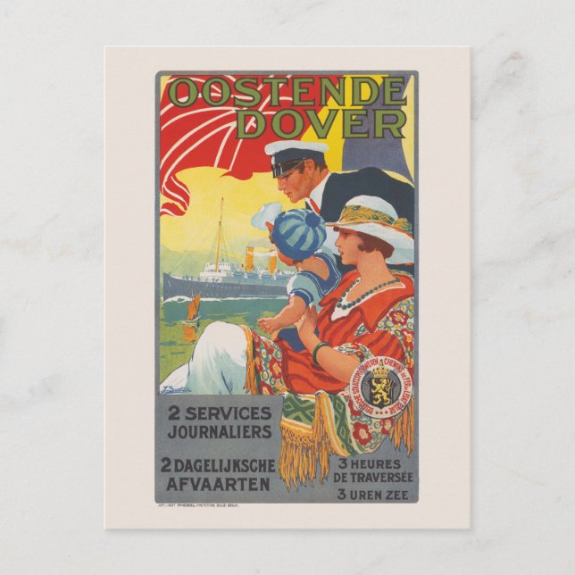 Oostende Dover Vintage Poster 1920 Postcard (Front)