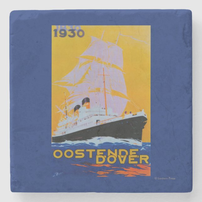 Oostende Dover Vintage PosterEurope Stone Coaster (Front)