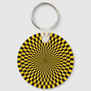 Op Art - Amber and Black Keychain