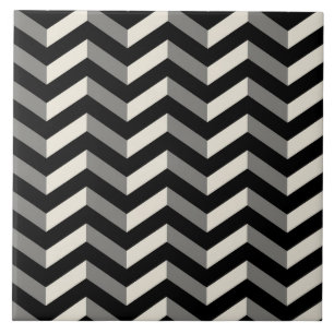 Op Art Black and White Chevron Pattern Tile