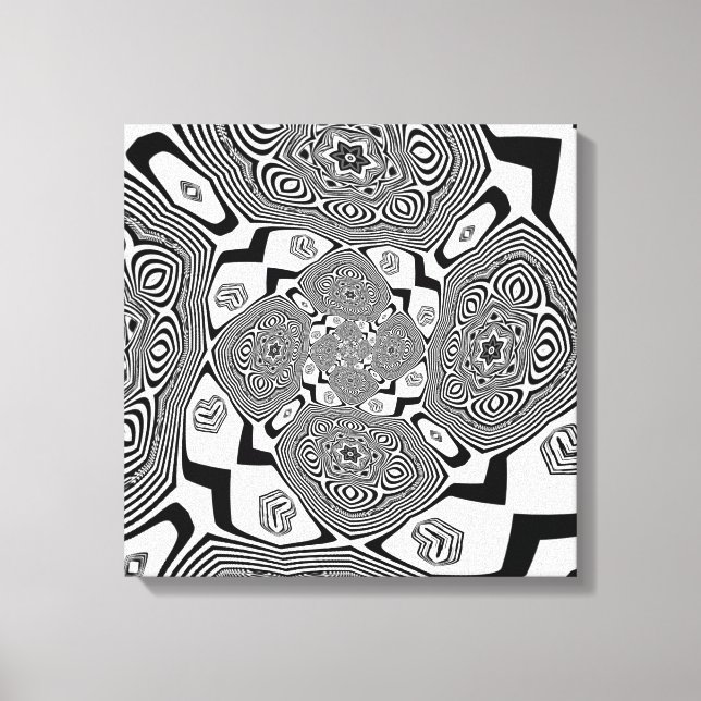 Op art black and white swirl canvas print (Front)