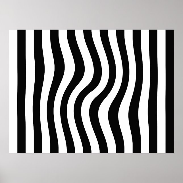 Op Art Black and White Twisted Stripes Poster (Front)