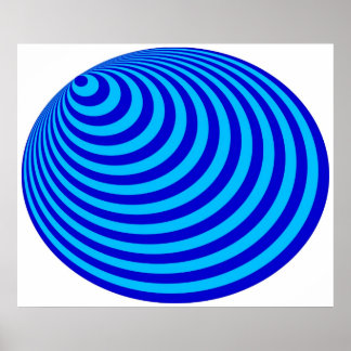 Op Art Bullseye Excentric Blue Pale Blue Poster