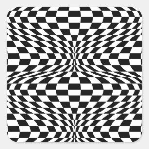 Op Art Checks Square Sticker