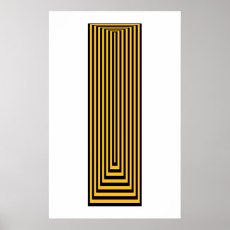 Op Art Concentric Rectangles Yellow Over Black Poster